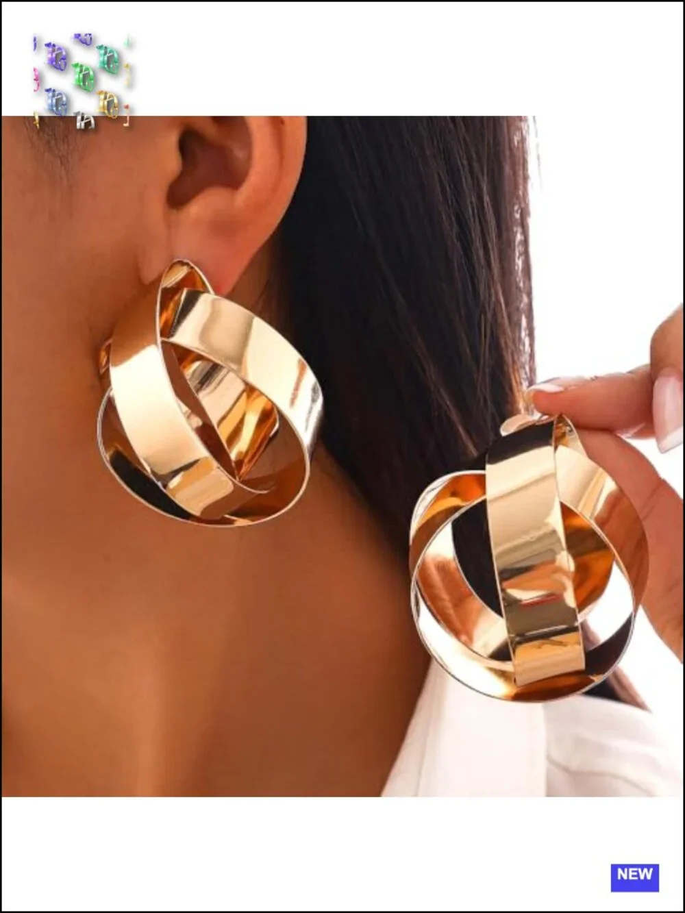 Geometric Hollow Twisted Drop Earrings Hypoallergenic Iron Statement Jewelry